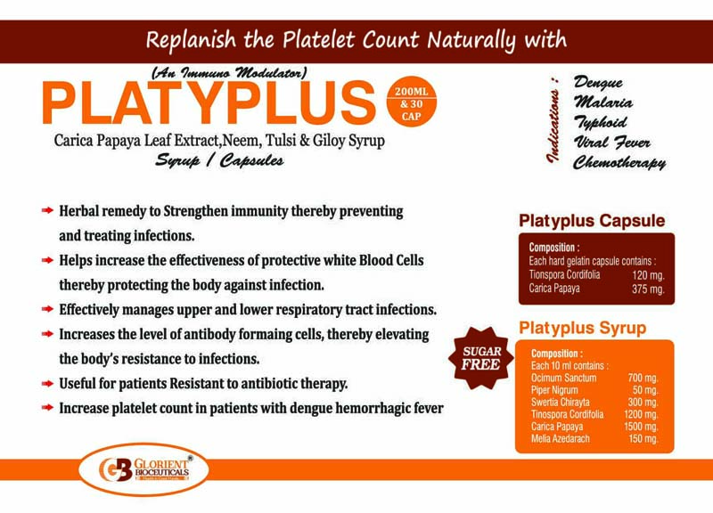 Ayurvedic Platelet Recovery Syrup Visual AID - Glorient Bioceuticals