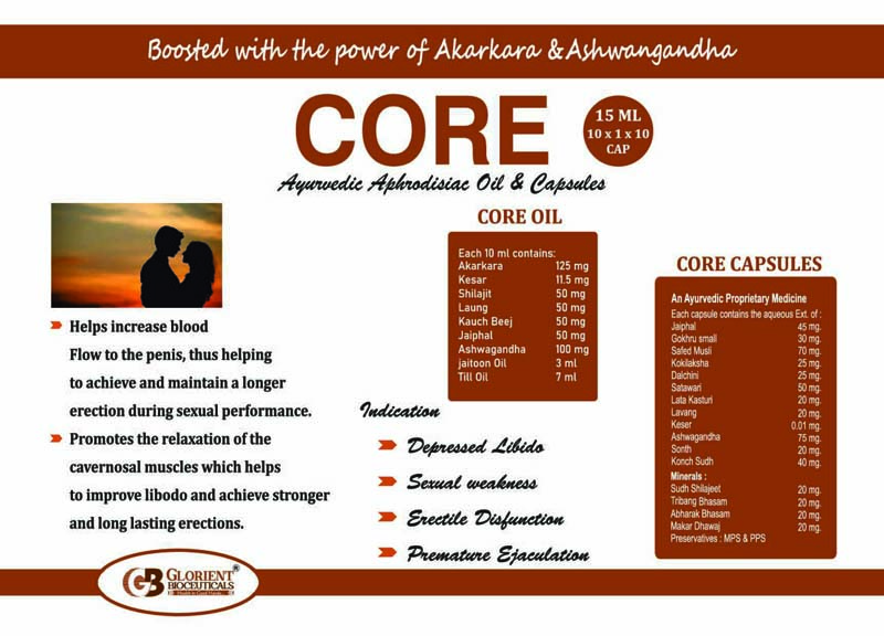 Core Ayurvedic Aphrodisiac Oil & Capsules Visual AID - Glorient Bioceuticals