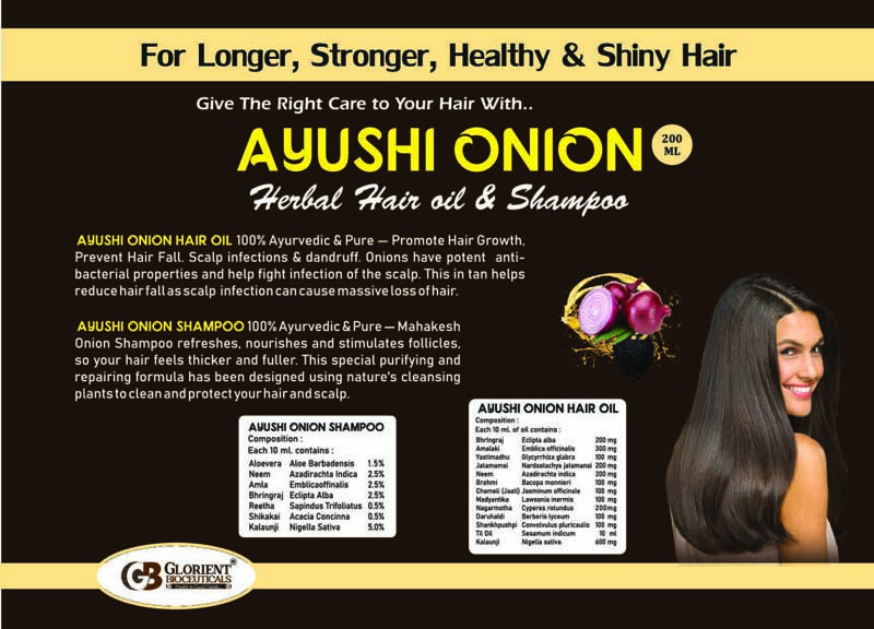 Ayushi Onion Herbal Hair Oil & Shampoo Visual AID - Glorient Bioceuticals